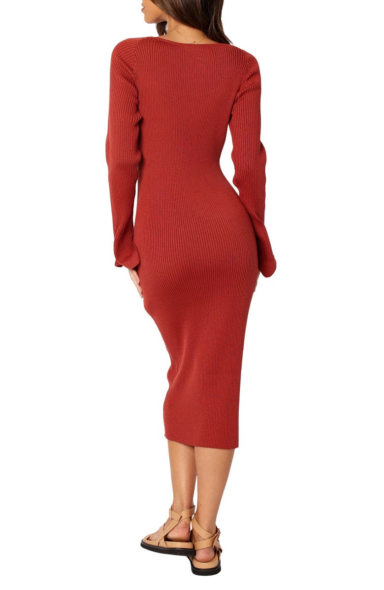 Petal & Pup Skylee Long Sleeve Rib Maxi Dress, Alternate, color, Rust