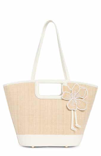 Floral Beaded Woven Tote