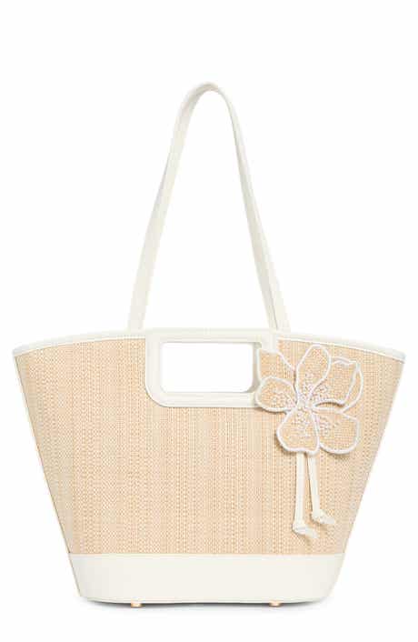 Anne Klein Floral Beaded Woven Tote