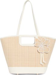 Anne Klein Floral Beaded Woven Tote