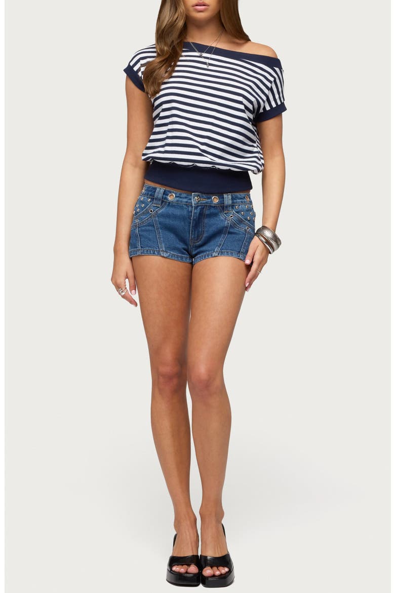 Philly Stripe One-Shoulder Top, Alternate, color, NAVY-AND-WHITE