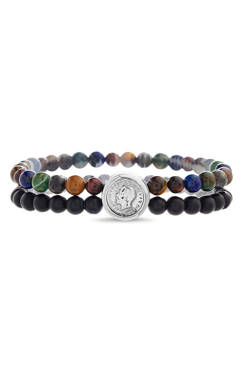 Steve Madden Beaded Coin Bracelet, Main, color,