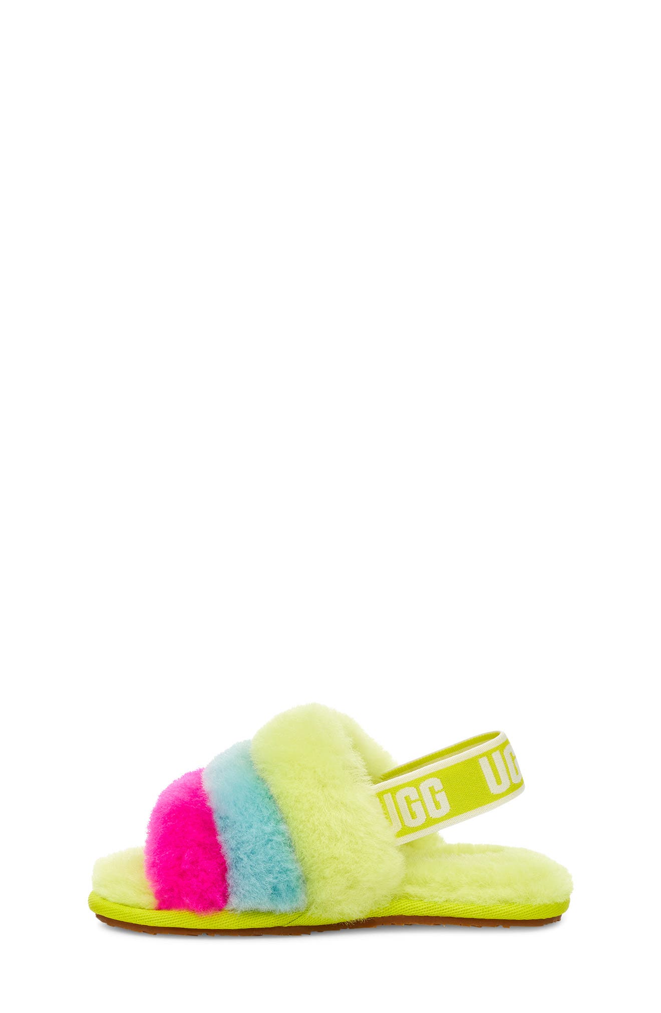 Fluff Yeah Genuine Shearling Slide Sandal, Alternate, color, NEON RAINBOW