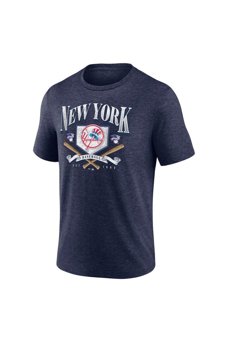 Men's Fanatics Branded Heather Navy New York Yankees Home Team Tri-Blend T-Shirt, Alternate, color, Heather Navy