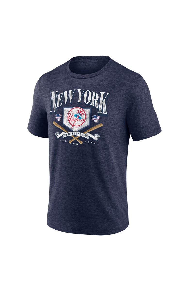 FANATICS Men's Fanatics Branded Heather Navy New York Yankees Home Team Tri-Blend T-Shirt, Alternate, color, 