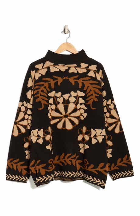 Jacquard Mock Neck Sweater