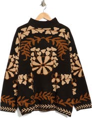 T Tahari Jacquard Mock Neck Sweater