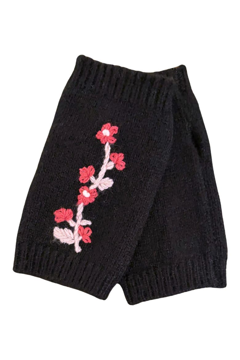Embroidered Floral Arm Warmers, Main, color, BLACK