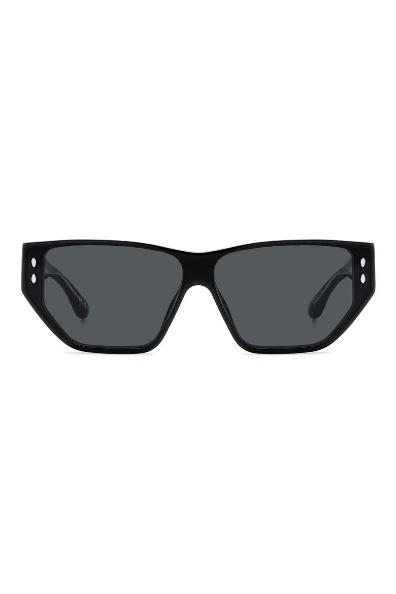66mm Oversize Angular Sunglasses, Main, color, BLACK/ GREY