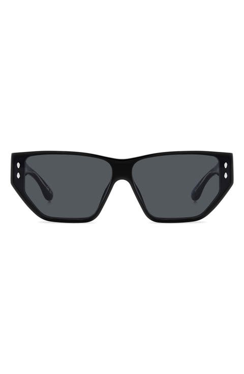 66mm Oversize Angular Sunglasses