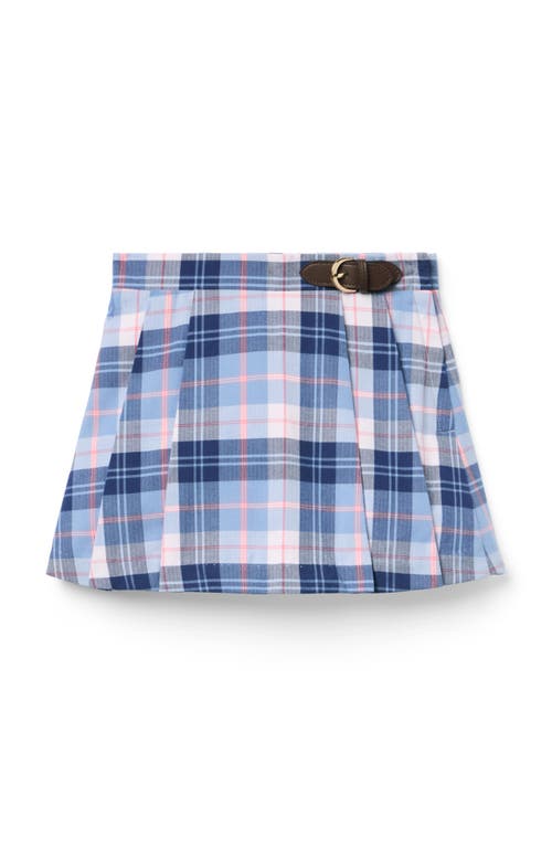 Janie And Jack Plaid Pleated Buckle Skirt In Blue