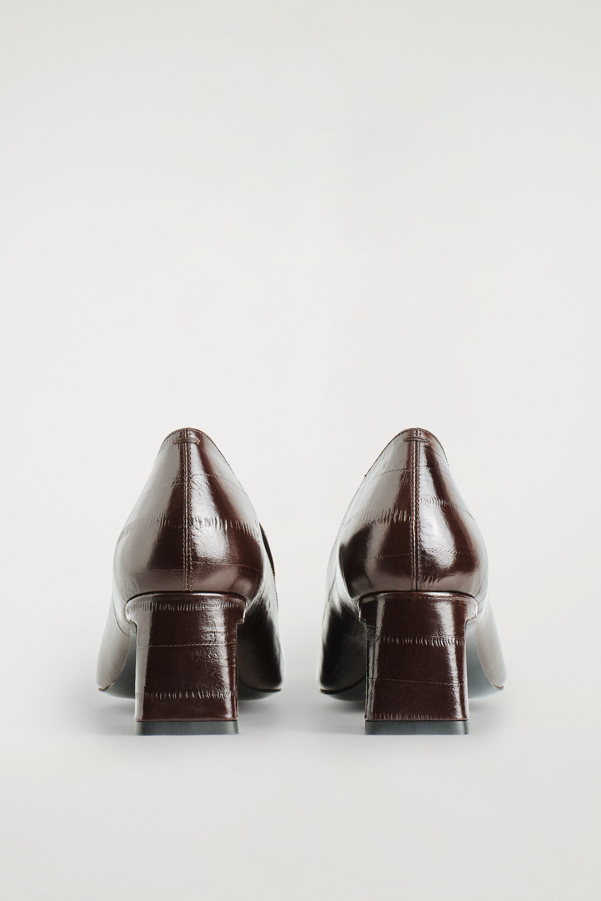 Angular Leather Heeled Loafers, Alternate, color, BROWN / EEL EFFECT