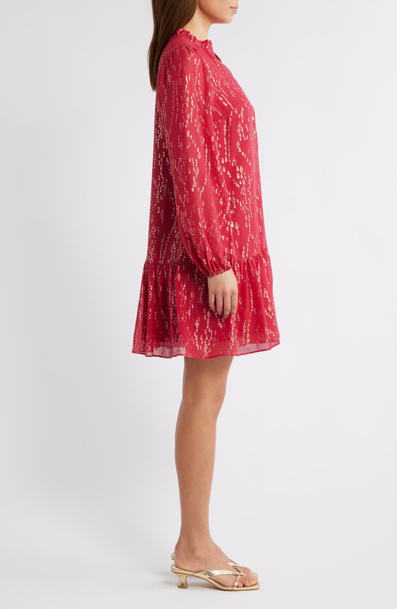 Lilly Pulitzer<sup>®</sup> Evaline Long Sleeve Silk Fil Coupé Drop Waist Dress, Alternate, color, 