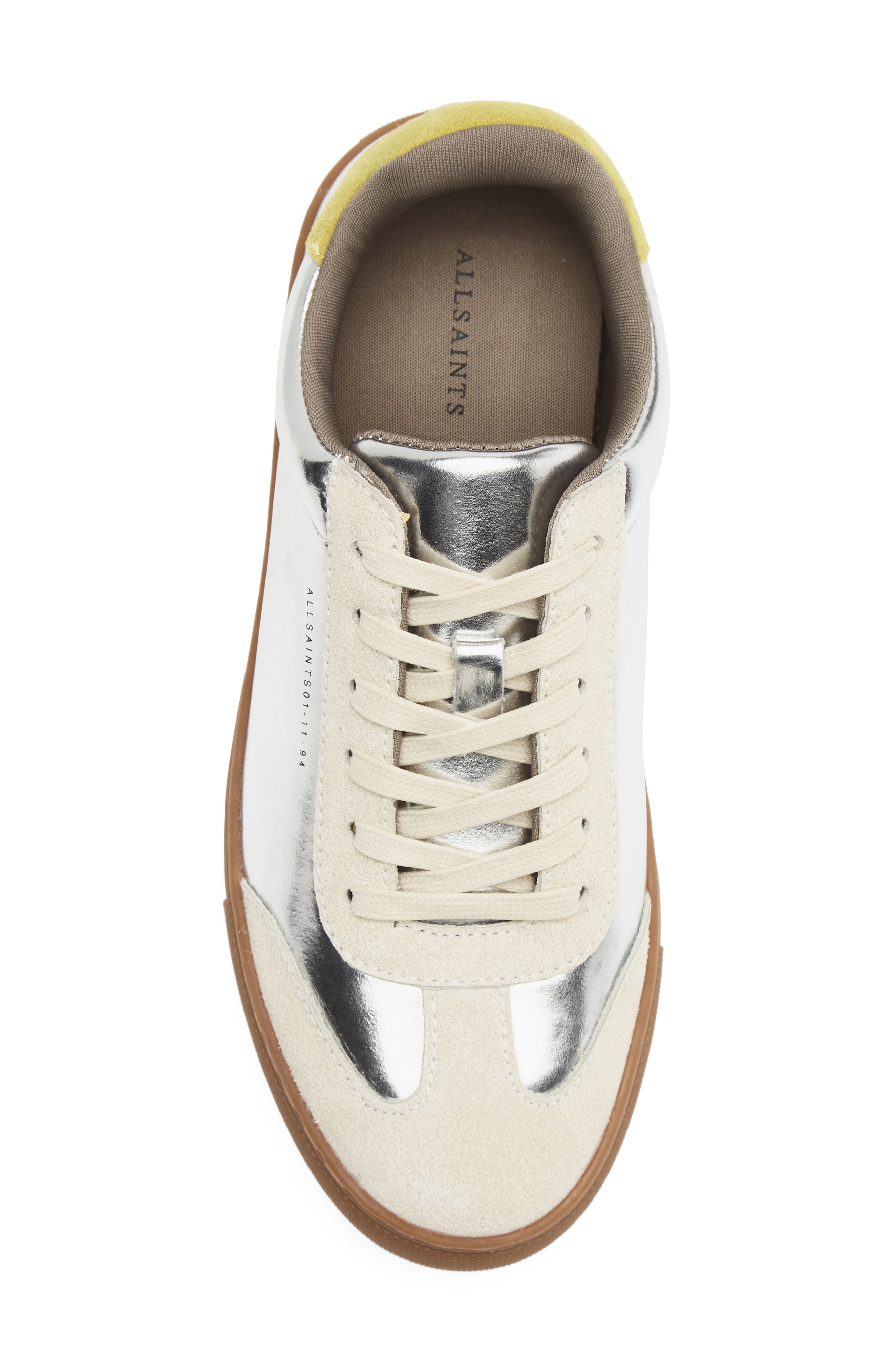 Flip Leather Sneaker, Alternate, color, SILVER/ OFF WHITE