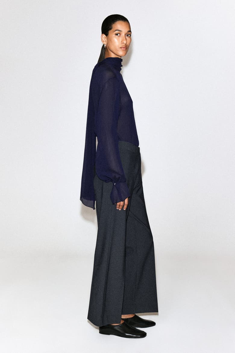 Twill Cropped Flared Pants, Alternate, color, NAVY