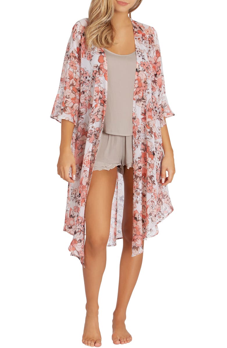 Midnight Bakery Floral Print Chiffon Duster, Main, color, 