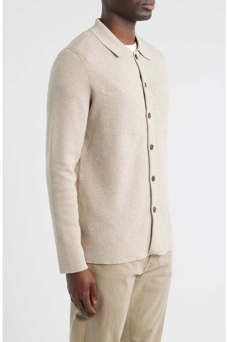Cantor Knit Cotton Button-Up Overshirt, Alternate, color, TAN