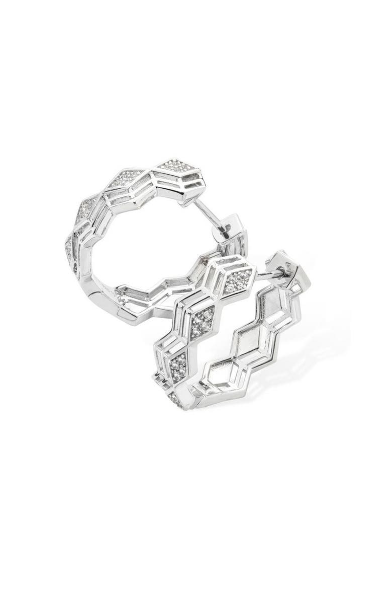 Art Deco Triangle Hoops, Alternate, color, Sterling Silver