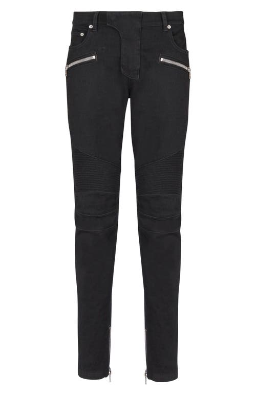 Balmain Ribbed Slim Jeans-vintage Used In 0pa Black