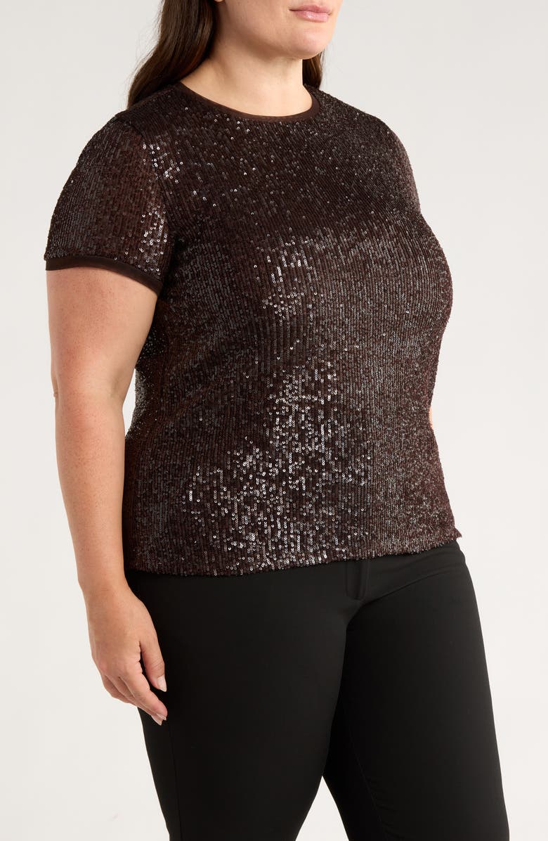 Anne Klein Short Sleeve Sequin Top, Alternate, color, 