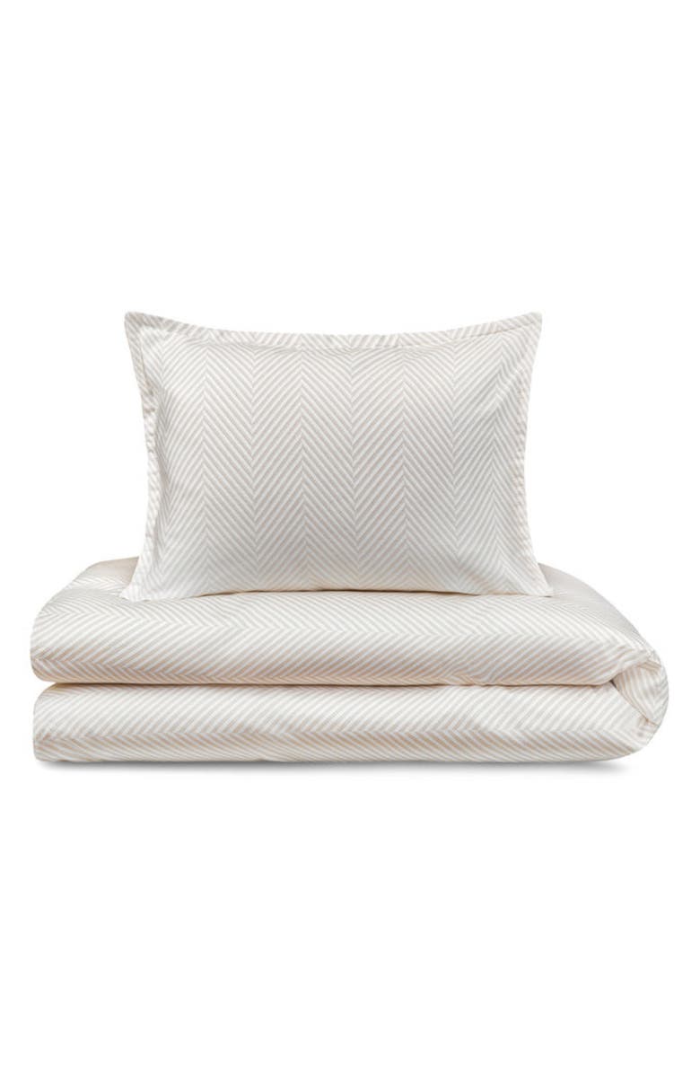 Domani Home Stripe Cotton Crib Sheet, Main, color, Taupe