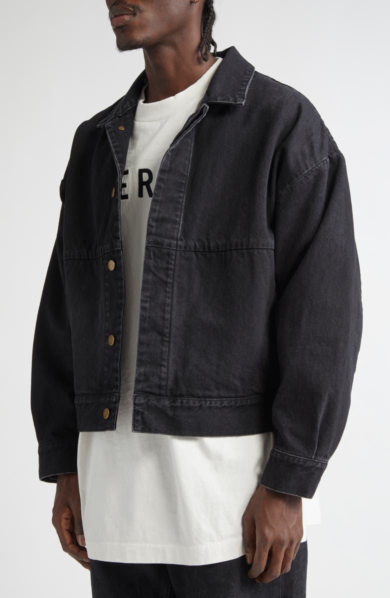 Fear of God Denim Trucker Jacket, Alternate, color, Black