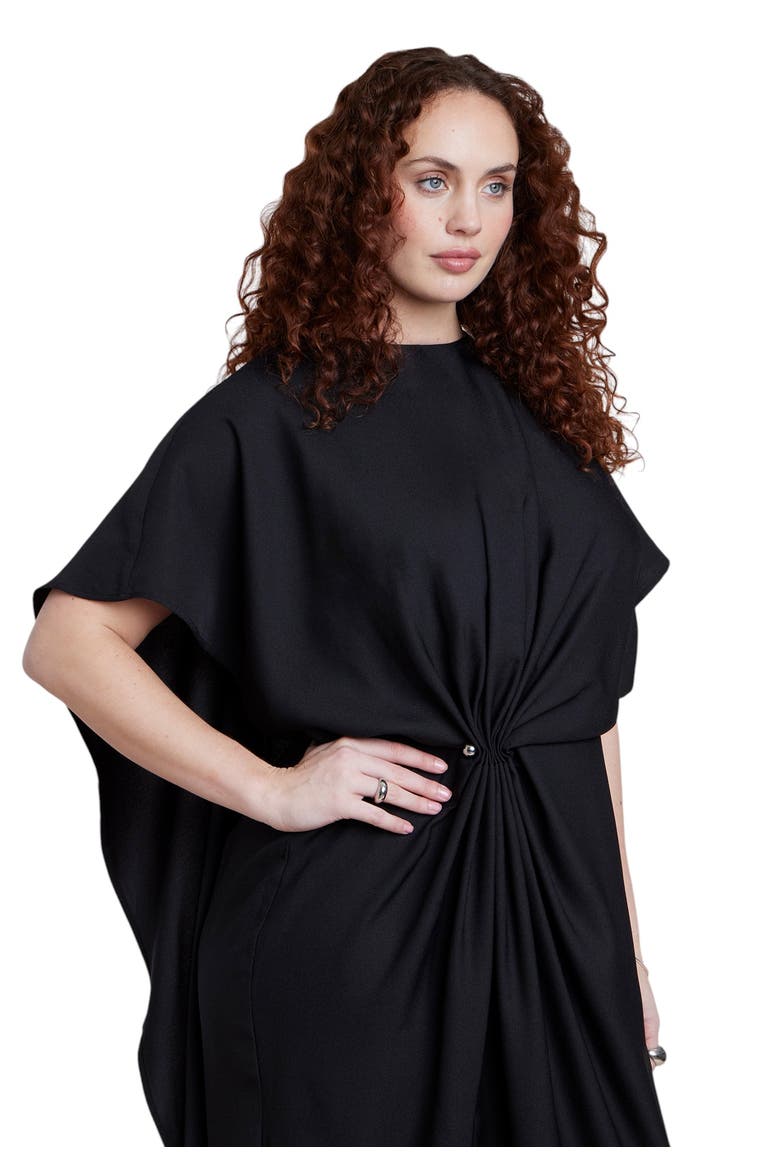 Draped Cape High Low Maxi Dress, Alternate, color, BLACK ONYX