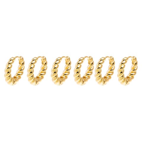 Graduated Twisted Rope Huggie Earring Combo Set