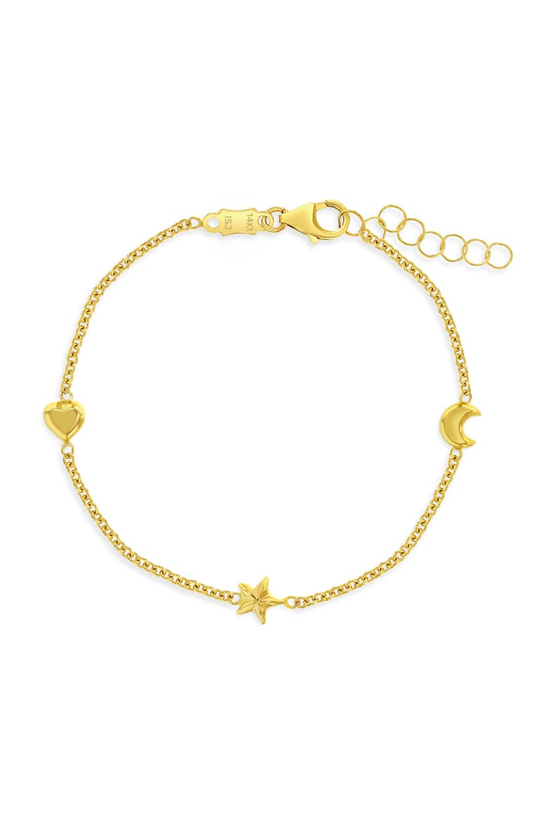 14k Polished Puffed Shapes Bracelet, Main, color, Gold