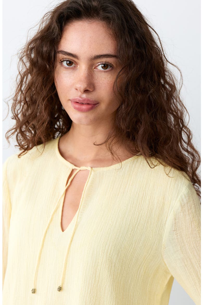 Beaded Cotton Top, Alternate, color, YELLOW