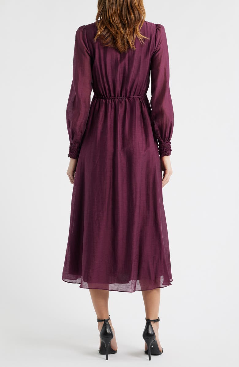 Ever New Yasmin Floral Appliqué Long Sleeve Midi Dress, Alternate, color, Berry
