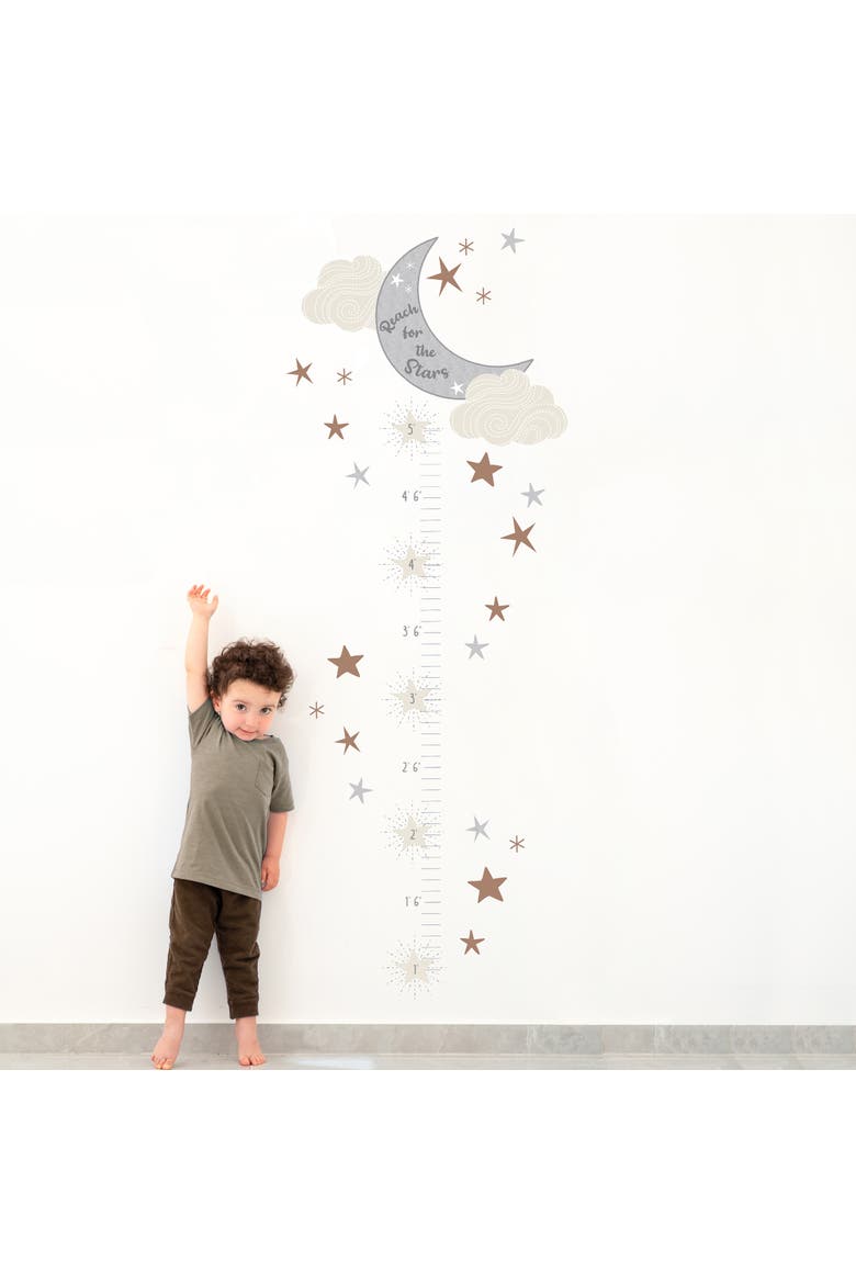 Celestial Moon & Stars Toddler/Kids Growth Chart Wall Decal/Sticker, Alternate, color, Multicolor