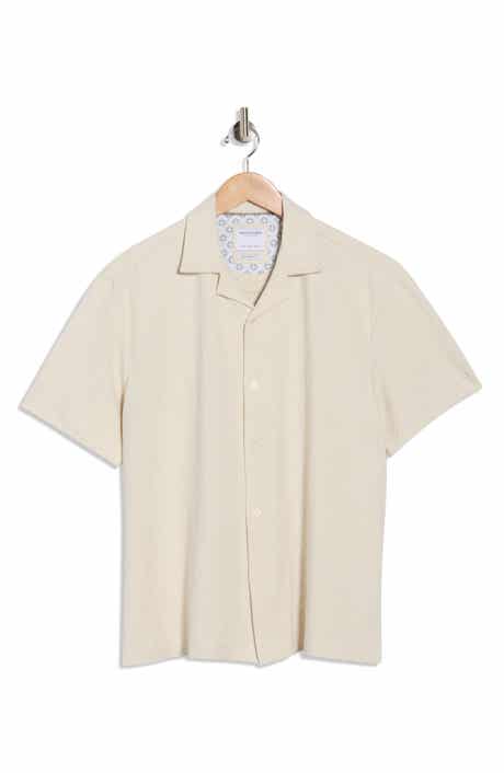 DENIM AND FLOWER Texture Short Sleeve Button-Up Shirt