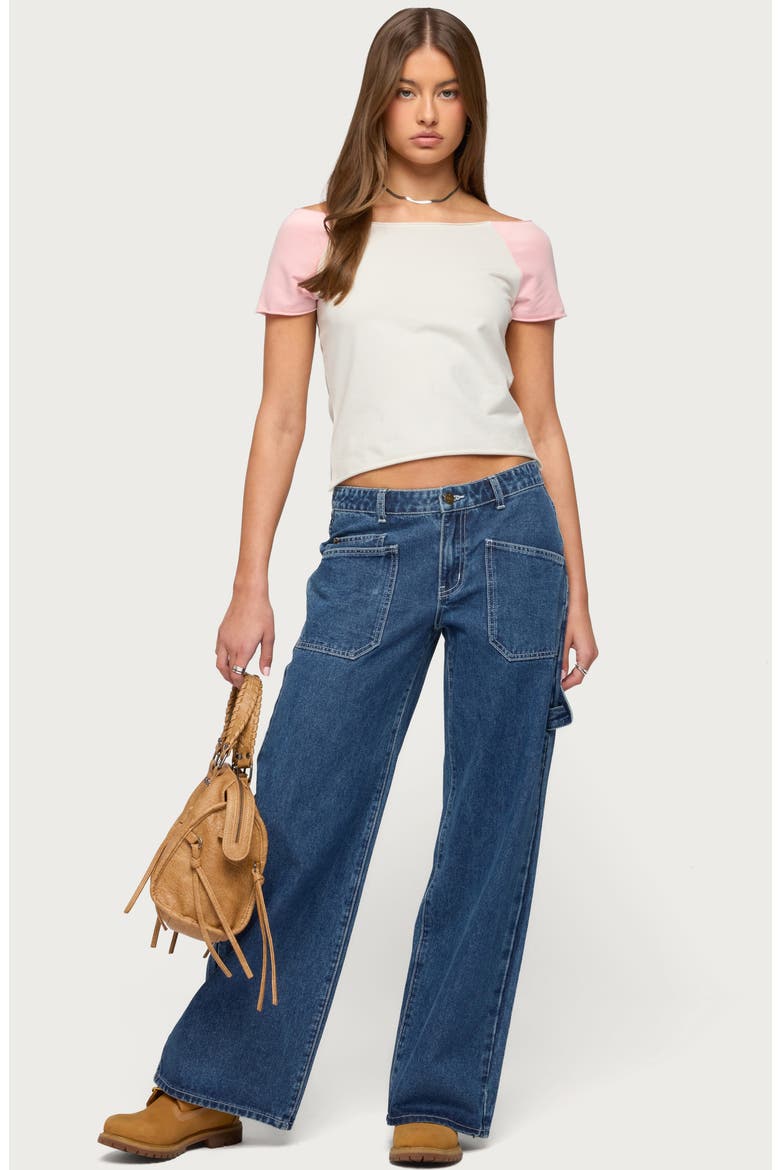Liva Contrast Crop Top, Alternate, color, WHITE-AND-PINK