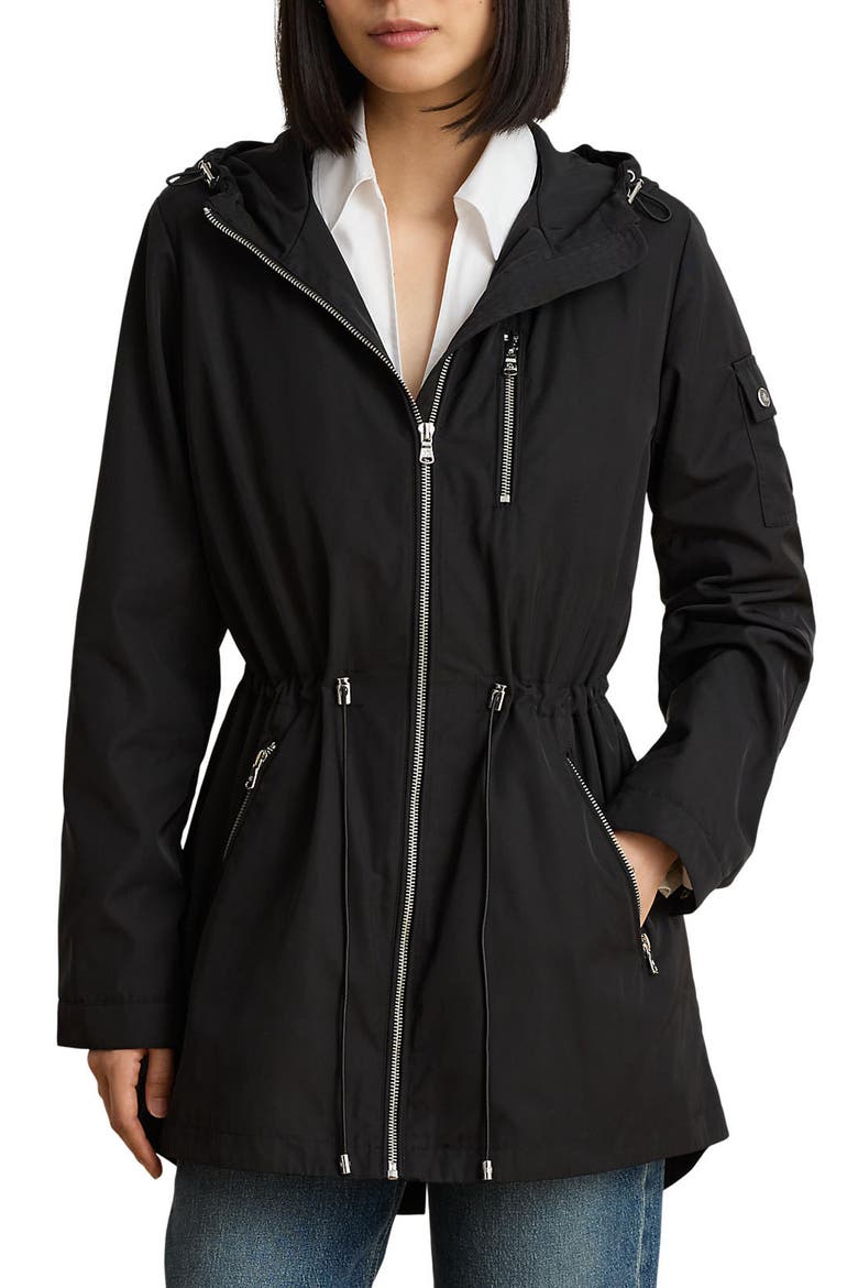 Hooded Zip Anorak, Main, color, BLACK