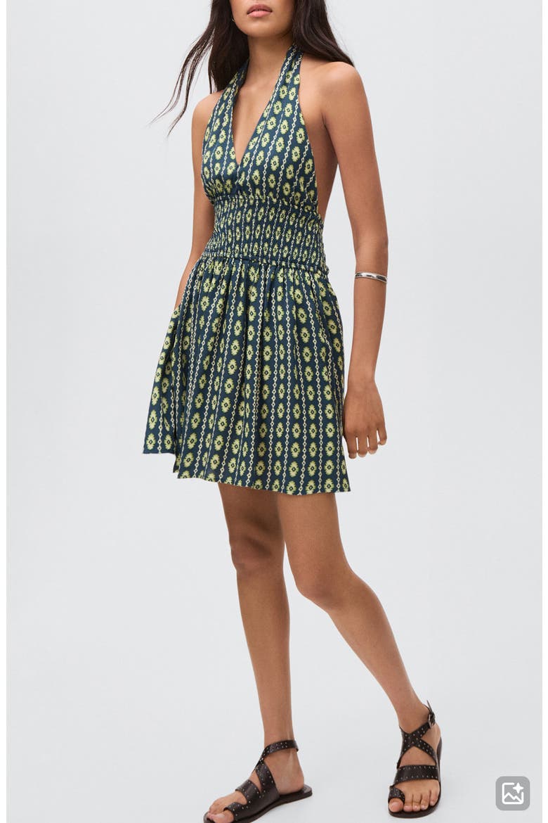Print Halter Dress, Main, color, NAVY