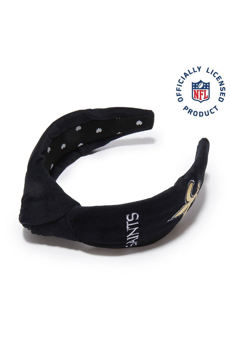 Lele Sadoughi New Orleans Saints Embroidered Knotted Headband, Main, color, Jet 001