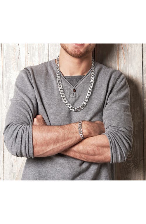 Delmar Flat Curb Chain Necklace & Bracelet Set In White
