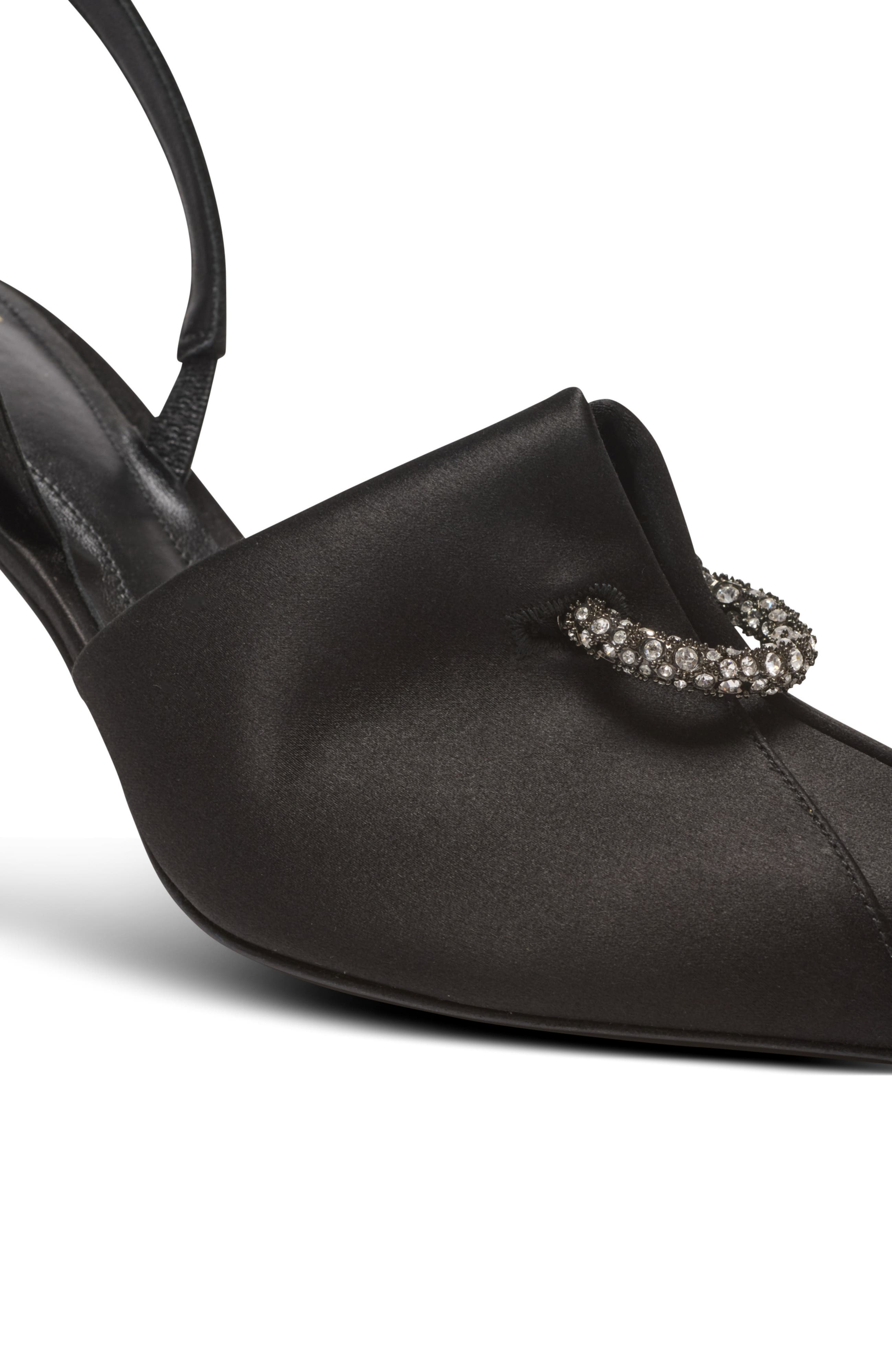 Balmain Satin slingbacks with piercing, Alternate, color, Black