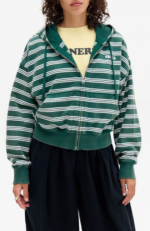 Easy Zip Through Stripe Hoodie