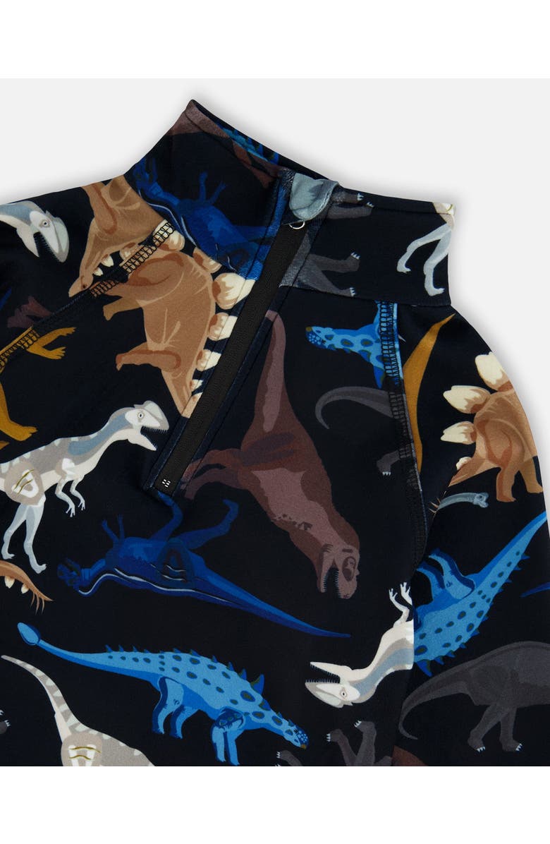 Deux par Deux Two-Piece Thermal Underwear Set Dinosaur, Alternate, color, Black