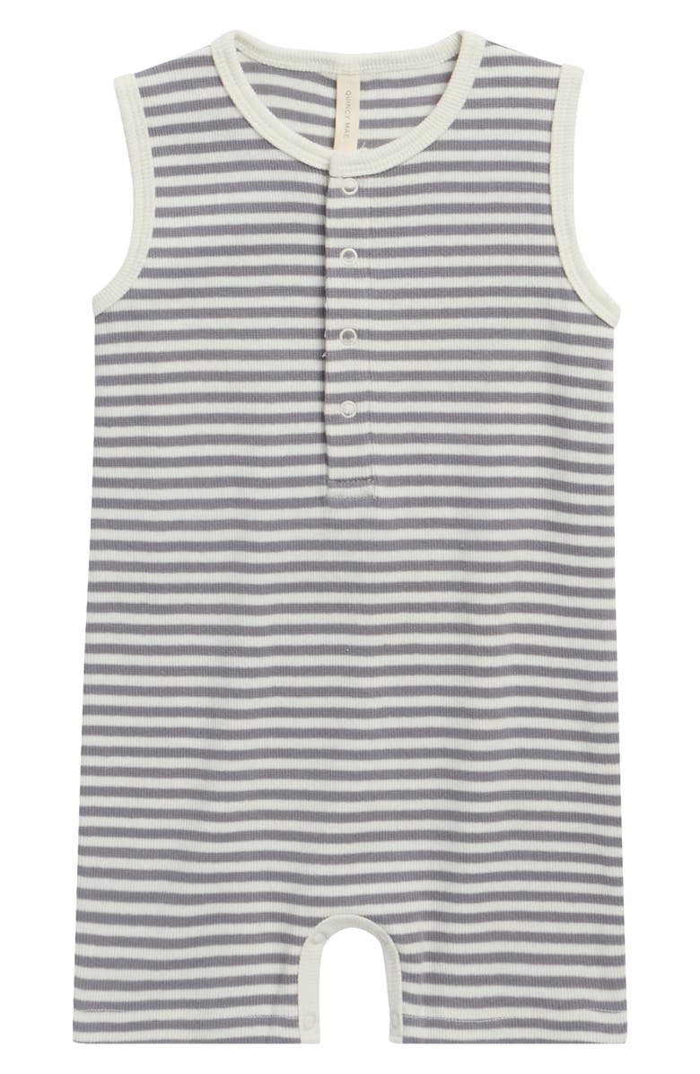QUINCY MAE Ocean Rib Henley Romper, Main, color, Ocean