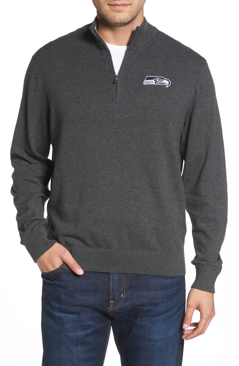 Cutter & Buck Seattle Seahawks - Lakemont Regular Fit Quarter Zip Sweater, Main, color, 