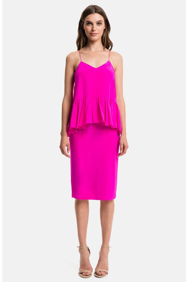 Ruffled Midi Dress, Main, color, NEW FUCHSIA