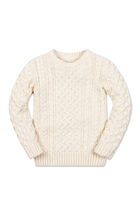 Kids' Organic Long Sleeve Fisherman Cable Pullover Sweater