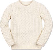 Hope & Henry Kids' Organic Long Sleeve Fisherman Cable Pullover Sweater