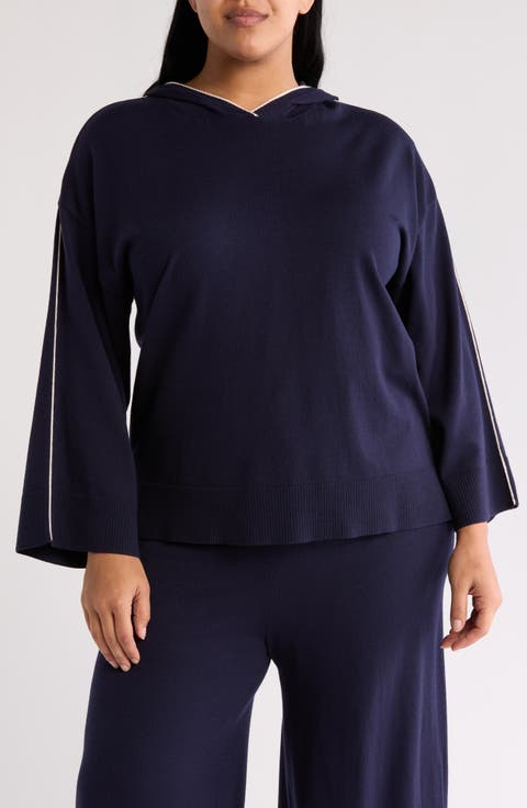 Fine Gauge Hooded Sweater (Plus)