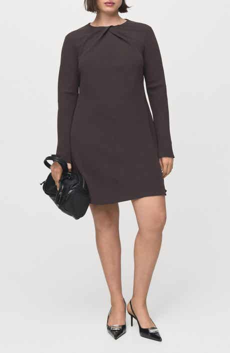 Drape Long Sleeve Sheath Dress
