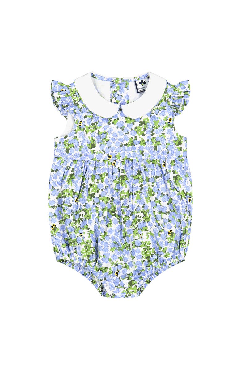 Busy Bees Phoebe Peter Pan Collar Bubble Blue Hydrangea, Main, color, Blue Hydrangea
