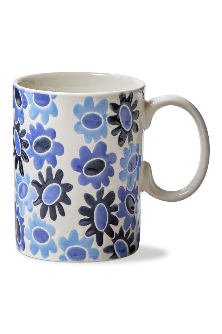 Mod Flower Mug Blue Stoneware Everyday, Main, color, Blue